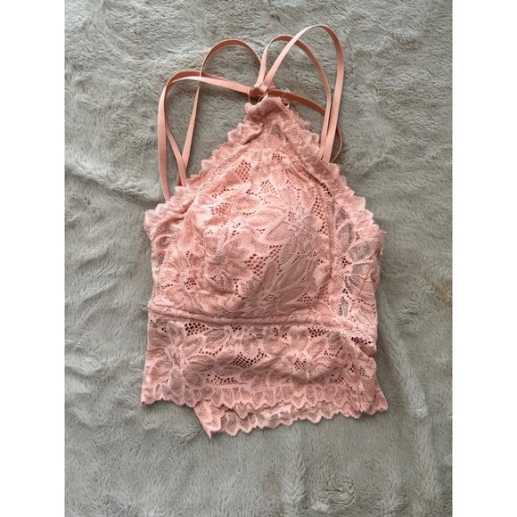Aerie Real Good XL Lace Strappy Bralette Top In Peach Pink - Picture 6 of 6